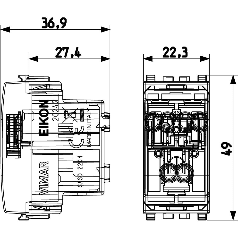 Vimar Eikon USA+SASO SICURY Socket Outlet, 2P+E, 15A, 127V, IP20