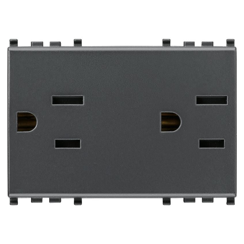Vimar Eikon Double USA+SASO SICURY Socket Outlet, 2P+E, 15A, 127V, 3 Modules, Flush Mount, IP20