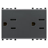 Vimar Eikon Double USA+SASO SICURY Socket Outlet, 2P+E, 15A, 127V, 3 Modules, Flush Mount, IP20