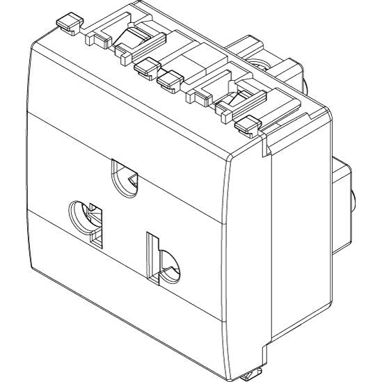 Vimar Eikon USA+EU SICURY Socket Outlet, 2P+E, 16A 250V, 2-Module, Flush Mount, IP20