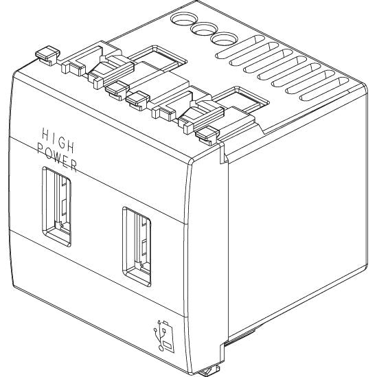 Vimar Eikon 2-Port USB Supply Unit, 5V, 2 Modules, Flush-Mounted