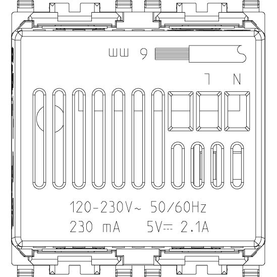 Vimar Eikon 2-Port USB Supply Unit, 5V, 2 Modules, Flush-Mounted