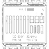 Vimar Eikon 2-Port USB Supply Unit, 5V, 2 Modules, Flush-Mounted