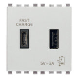 Vimar Eikon 2-Port USB Supply Unit, 5V, 2 Modules, Flush-Mounted