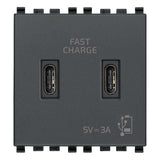 Vimar Eikon 2-Port USB Supply Unit, 5V, 2 Modules, Flush-Mounted