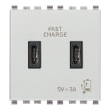 Vimar Eikon 2-Port USB Supply Unit, 5V, 2 Modules, Flush-Mounted
