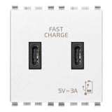 Vimar Eikon 2-Port USB Supply Unit, 5V, 2 Modules, Flush-Mounted