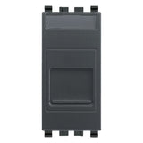 Vimar Eikon RJ12 Phone Jack, 6-Position 6-Conductor (6/6), Screw Terminals, Flush Mount, IP40, Dust Cover, 1 Module