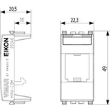 Vimar Eikon MINI-COM Panduit Adaptor, 22.3 x 49 x 20.5 mm, Label Space