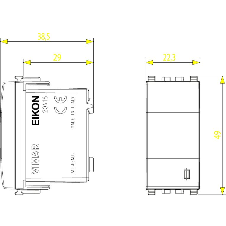 Vimar Eikon Fuse Carrier, 1P, 16A, 250V, for 5x20 mm and 6.3x32 mm Miniature Fuses