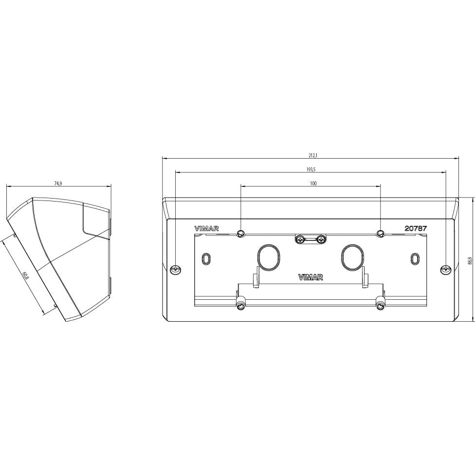 Vimar Eikon Table Mounting Box, 7-Module, Horizontal, IP20