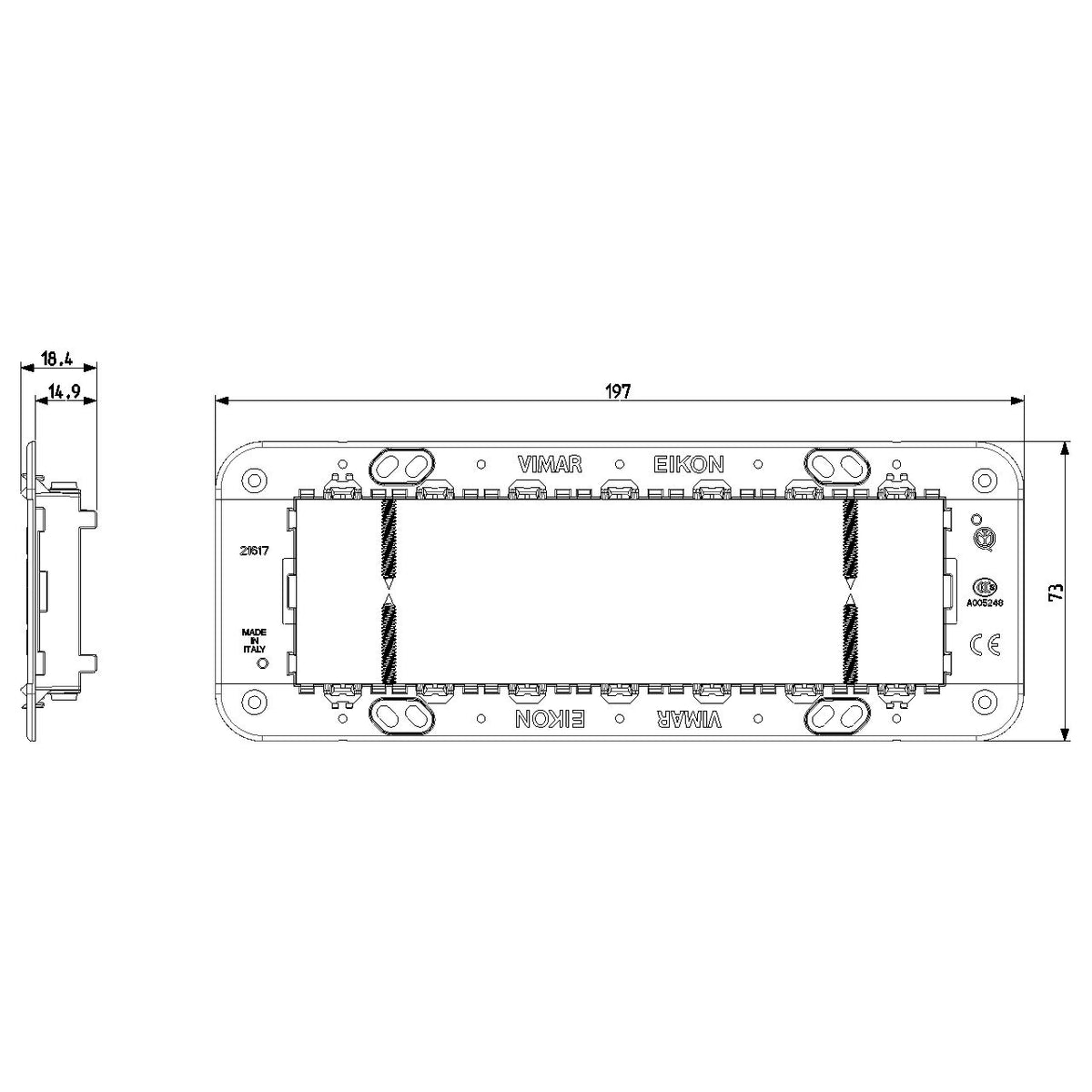 Vimar Eikon Mounting Frame and Protection Cover, 7M