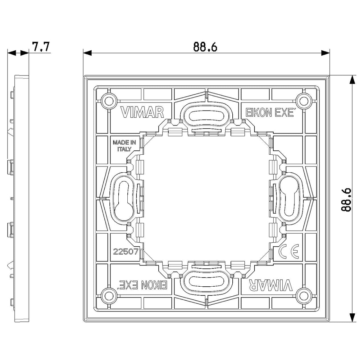 Vimar Eikon Exé RF Device Mounting Frame, For Ocean Bluetooth ZigBee Radio Controls, 2-Module