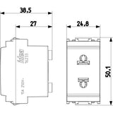 Vimar Idea 2P USA+EU Socket Outlet, 250V, IP20, Flush Mount, Screw Terminal