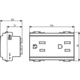 Vimar Idea SICURY Double 2P+E Socket Outlet, American and Saudi Arabian Standards, 15A 127V, 3 Modules, IP20