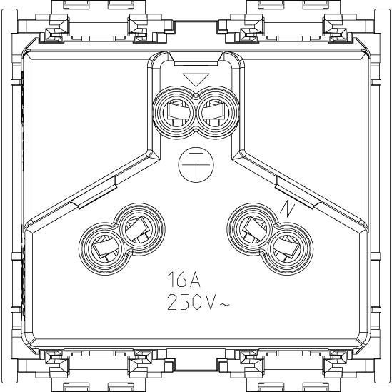 Vimar Idea SICURY Chinese Standard Socket Outlet, 2P+E, 16A 250V, 2 Modules, IP20