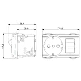 Vimar Idea SICURY Italian P30 Socket Outlet, 2P+E 16A 250V, 1P+N C16 Circuit Breaker, 3-Module, IP20