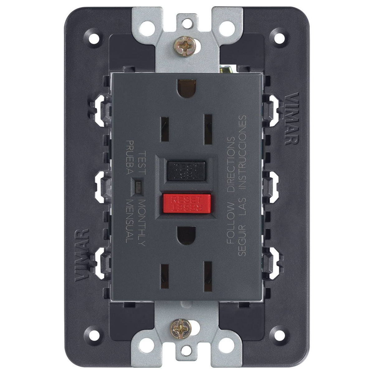 Vimar Idea USA GFCI Duplex Socket Outlet, 15A 125V, IP20