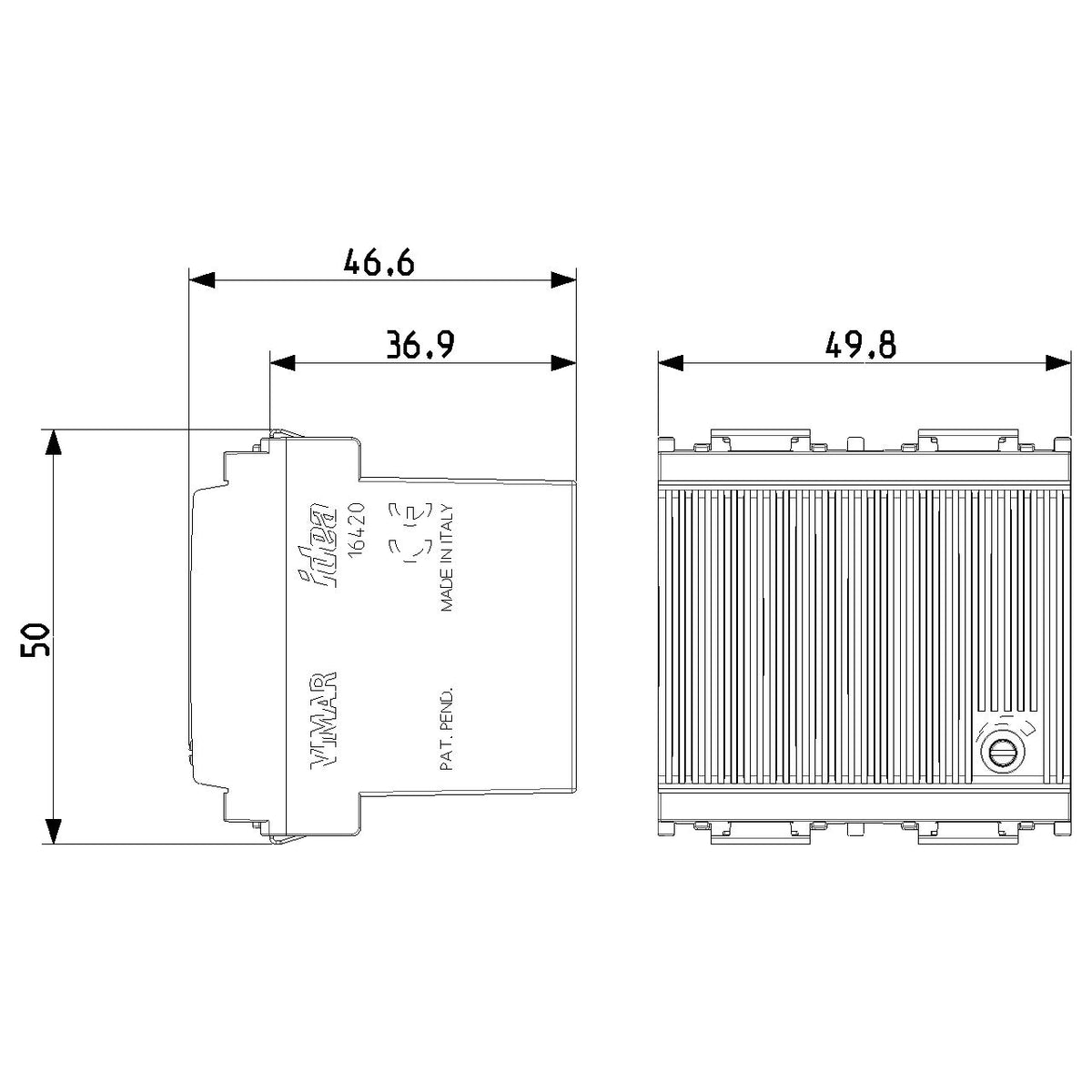 Vimar Idea 3-Sound-Sequence Electronic Chime, Adjustable Volume, 12V AC 50-60Hz, 12V DC SELV, 2-Module, Flush Mount, IP30, 70 dB