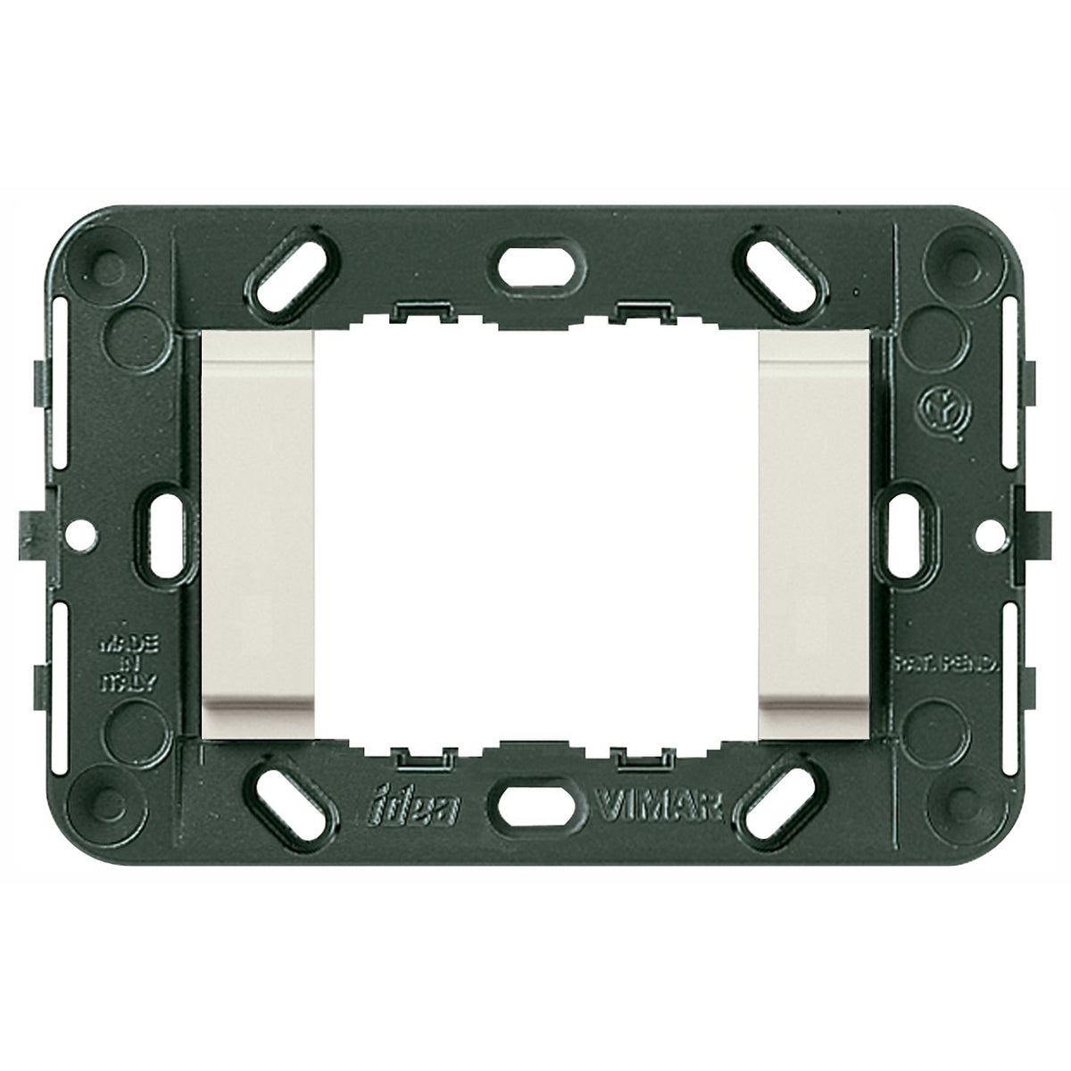 Vimar Idea 2-Module Mounting Frame, For 3-Module Boxes, 60 mm Fixing Centres, Without Screws