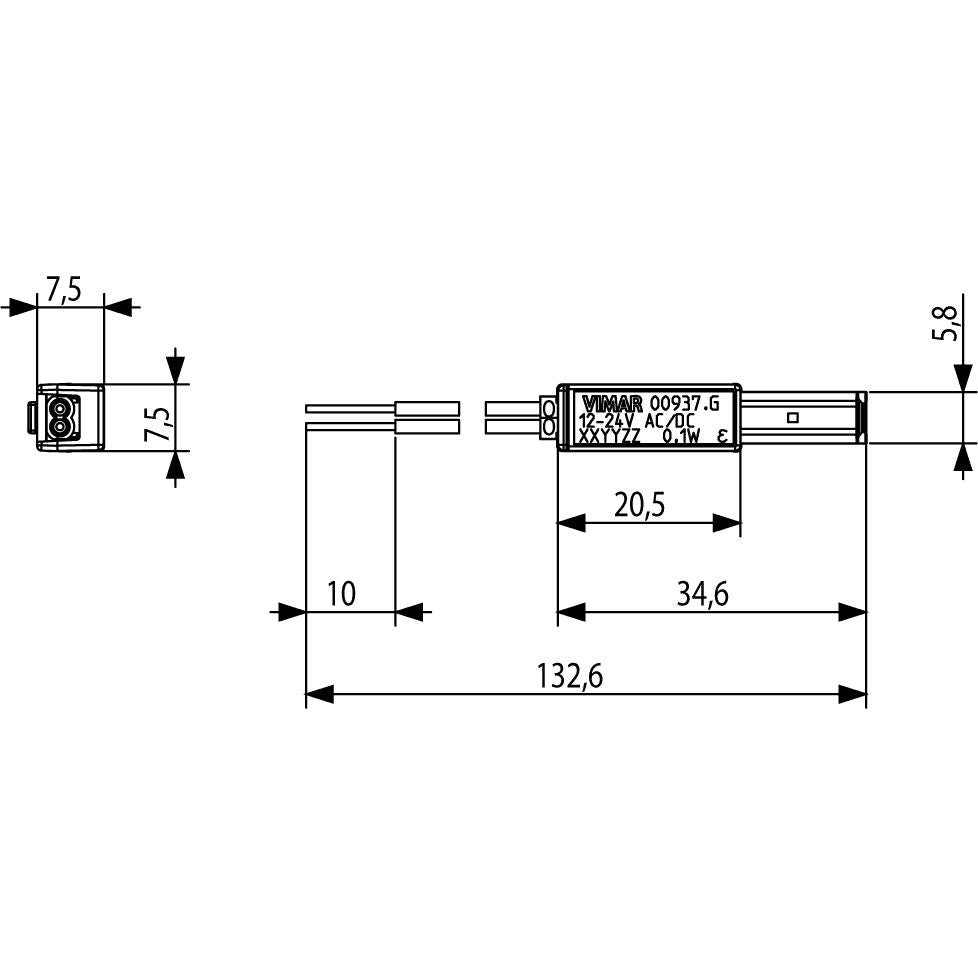 Vimar LED Signalling Unit, For Axial Switches, 12-24V AC/DC, 0.1W