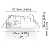 BCM - Newport 85 Downlight - 2W, 8-32V, IP66, Opal Screen, Wide Beam