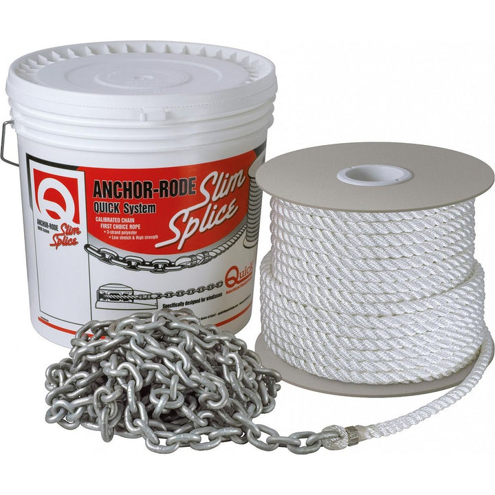 Quick Marine - Anchor Rode - 10mm in, Chain 20ft, 5/8 in, 3-Strand Polyester 200ft