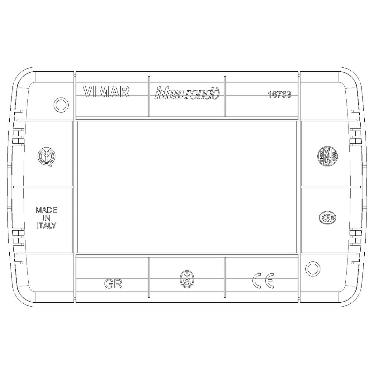 Vimar Idea Rondò Cover Plate, 3-Module, Clamp Mounting