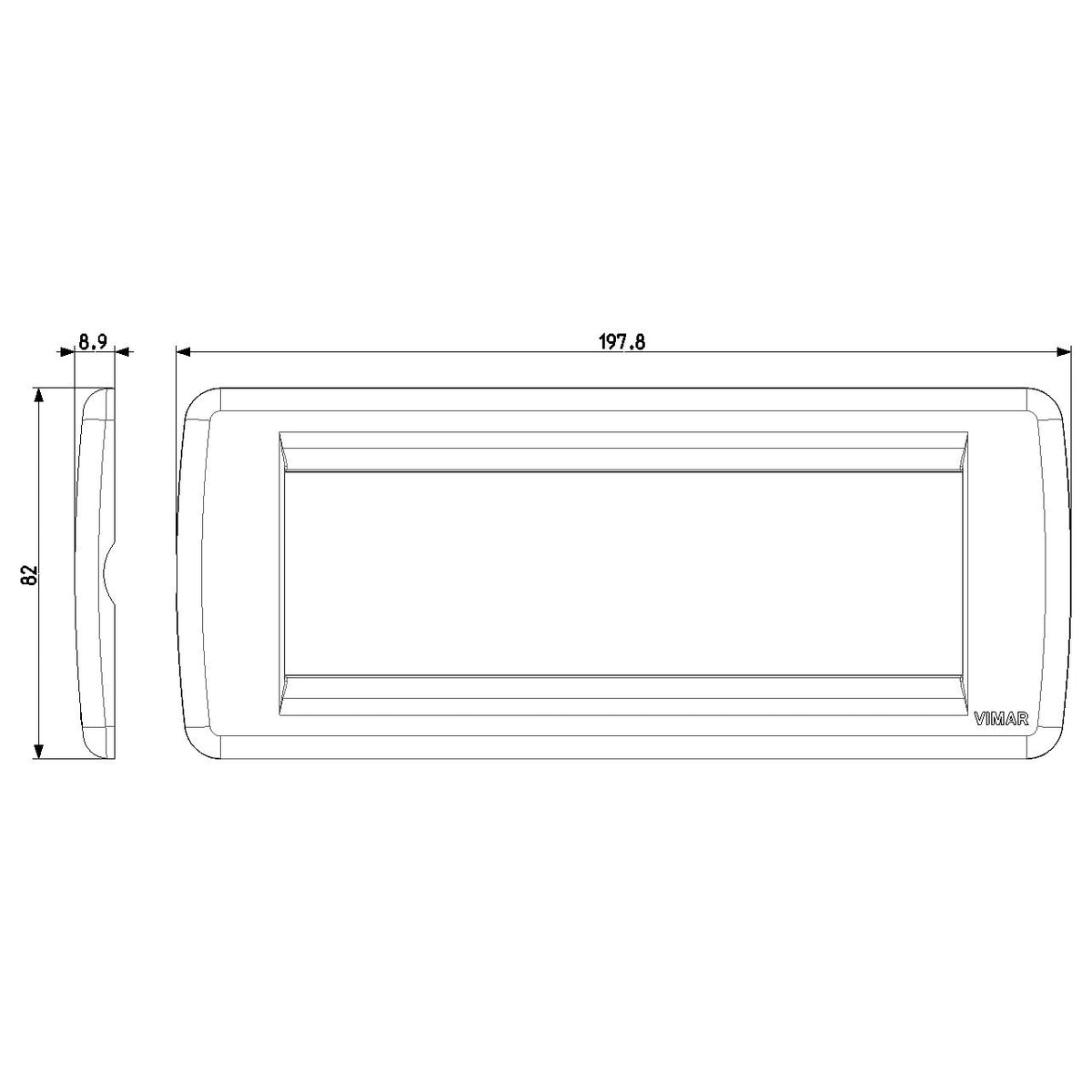 Vimar Idea Rondò 6-Module Cover Plate, Clamp Mounting