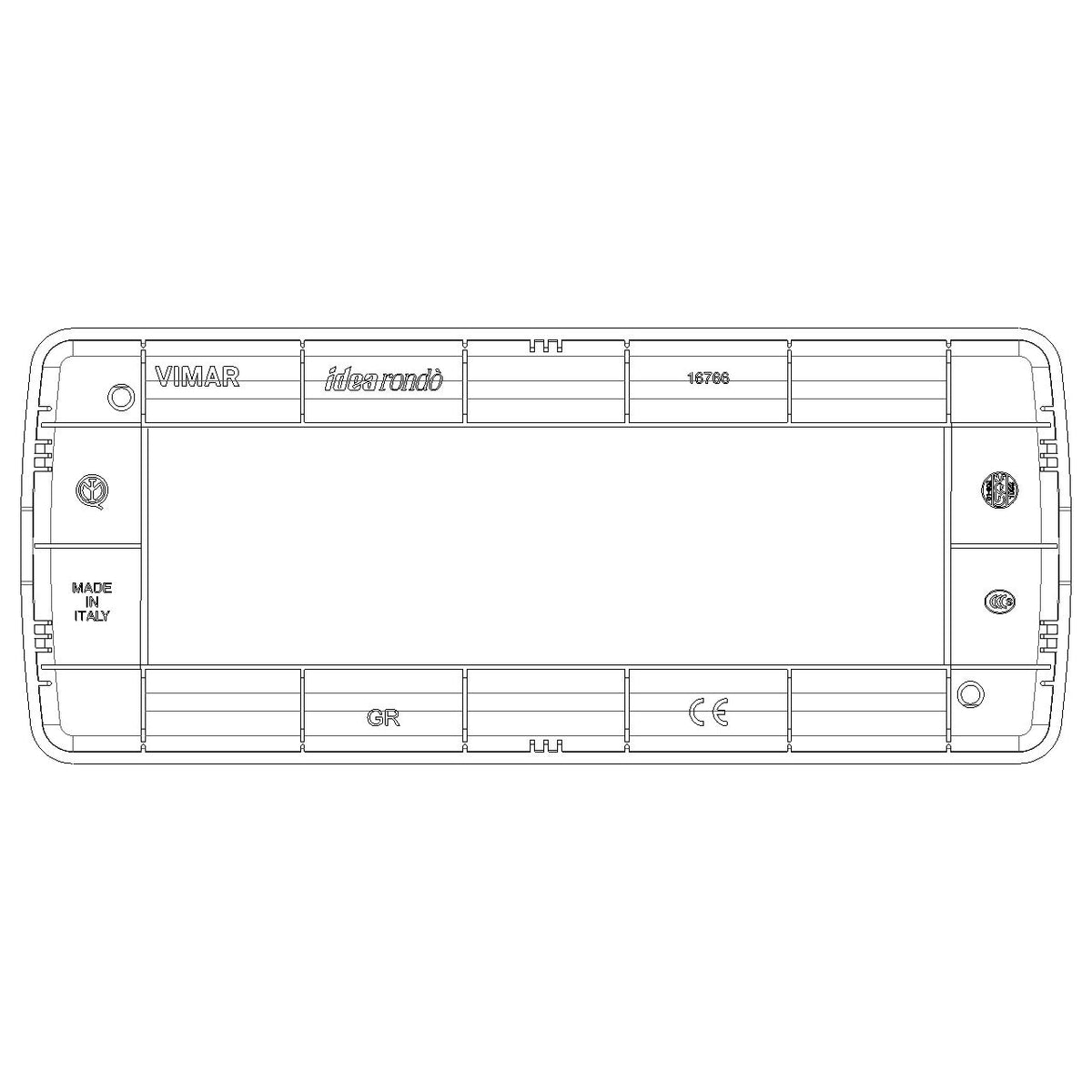 Vimar Idea Rondò 6-Module Cover Plate, Clamp Mounting