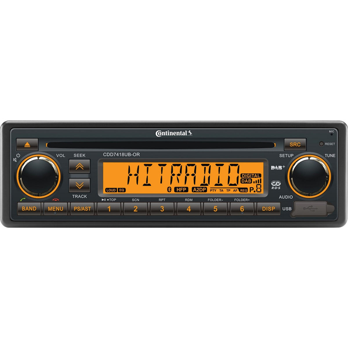 Continental - AM-FM Radio - w/CD/AM/FM/BT/USB, Harness Included, 12V, 164W (CDD7418UB-ORK)