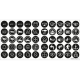 Blue Sea Systems Push Button Switch Label Kit, For 4180 & 4181, 50 ICON Labels
