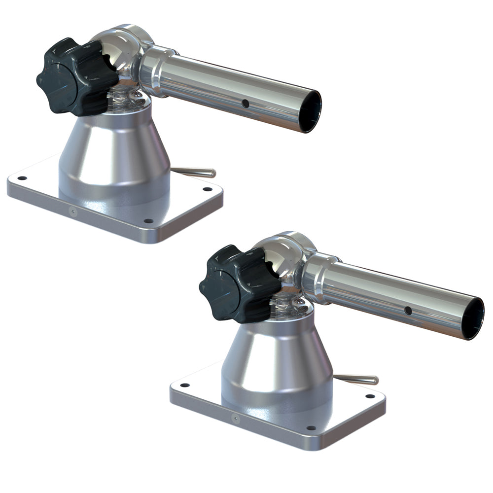 TACO Marine Grand Slam 170 Outrigger Top Mounts, For 1-1/8 in Tele-Outrigger Poles, Pair, Stainless Steel, Anodized Aluminum