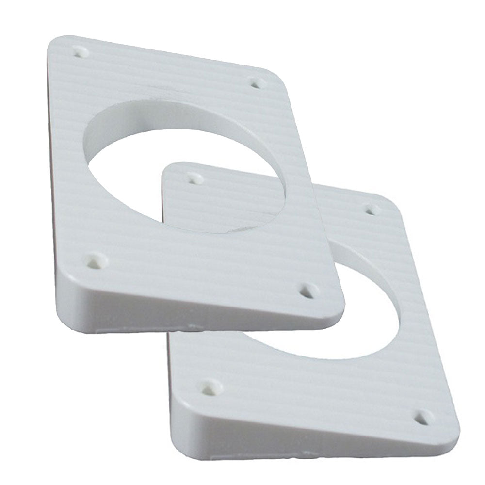 TACO Marine Outrigger Mount Wedge Plates, For Grand Slam Outriggers, 8°, 6-11/16 in x 4-9/16 in, Arctic White, 2pk
