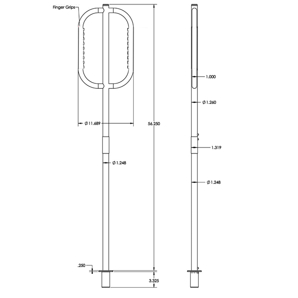 TACO Marine Come On Board Boarding Handle, Fixed Base Mount, Type 304 SS