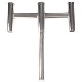 TACO Marine Deluxe Trident Rod Holder Cluster Straight, 3-Rod, High-Polished Aluminum, 9-3/4 in Holders, 1-1/2 in Shaft