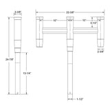 TACO Marine Deluxe Trident Rod Holder Cluster Straight, 3-Rod, High-Polished Aluminum, 9-3/4 in Holders, 1-1/2 in Shaft