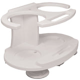 TACO Marine Double Tumbler Poly Drink Holder, 16-30 oz, White Polymer, Suction Cup Mount