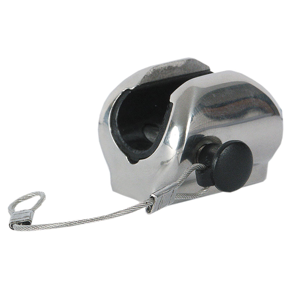 TACO Marine Ball & Socket Flat Deck Hinge, Pin & Lanyard, For 7/8 in Tube, SS316L