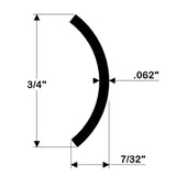 TACO Marine Stainless Steel Hollow Back Rub Rail, 3/4 in x 6 ft, 304 SS, Polished