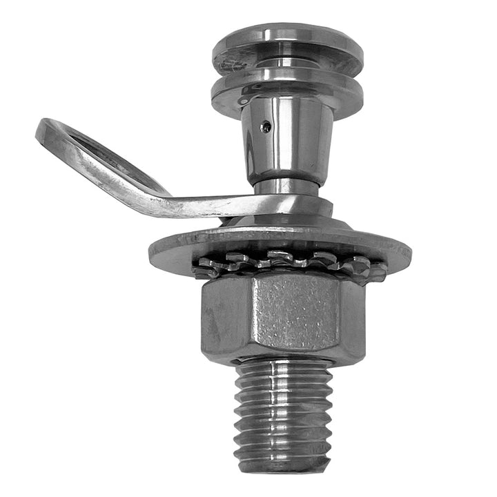 TACO Marine Quick Release Fender Lock Kit, For Fiberglass Boats, 316L Stainless Steel, High-Polished Finish, 1-11/16 in Above Deck, 1 in Button, 7/8 in Line Hole