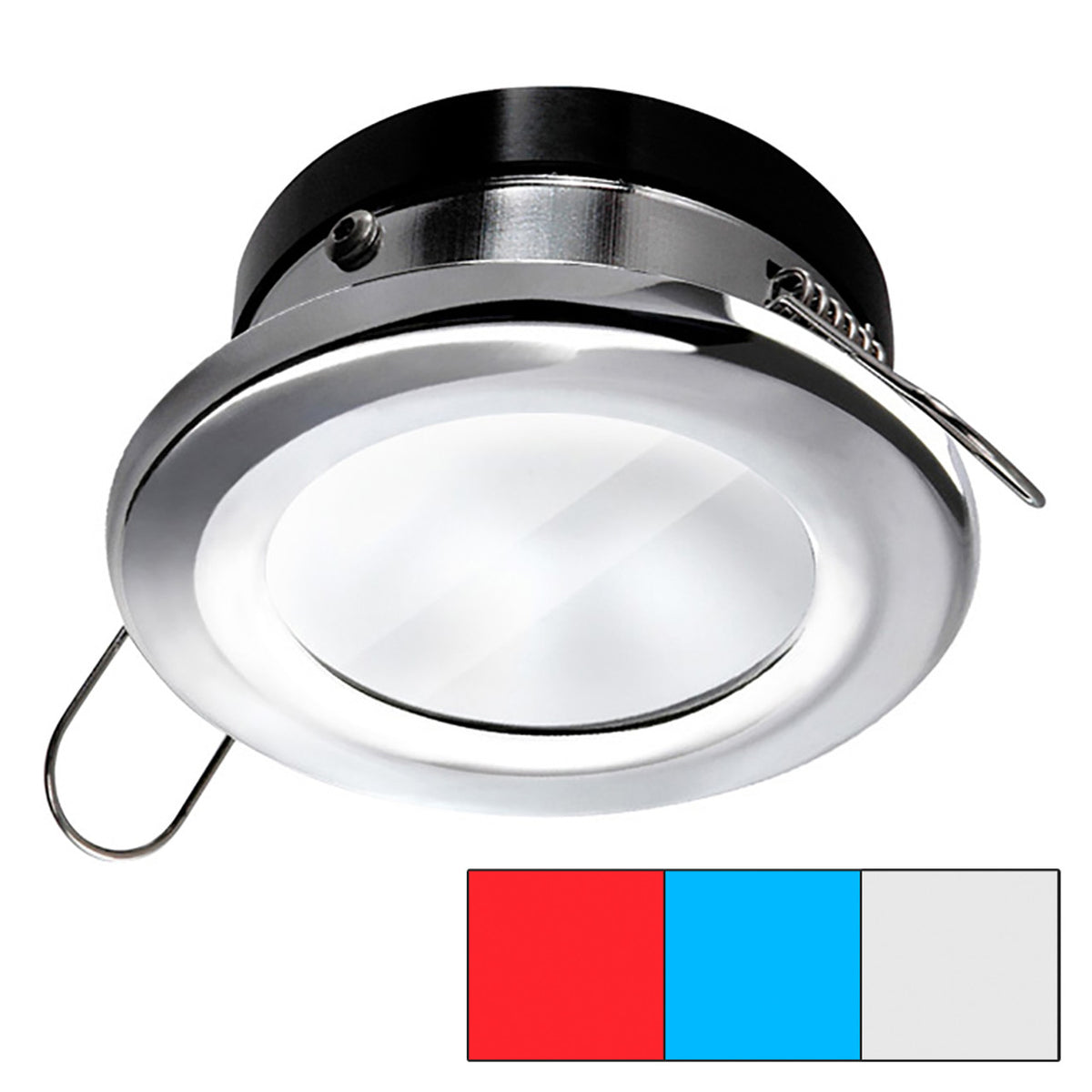 i2Systems Apeiron A1120 Tri-Light LED Downlight, Round Bezel, Spring Mount, 9-30VDC, 1.5W, IP67, 120 Degree Beam