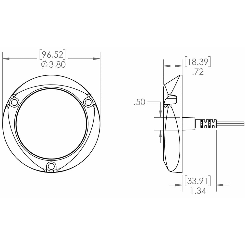 Lumitec SeaBlazeX2 LED Underwater Light, 10-30V, IP68, 6000+ Lumens, 60W, Surface Mount, 3.8in Diameter, No External Drivers
