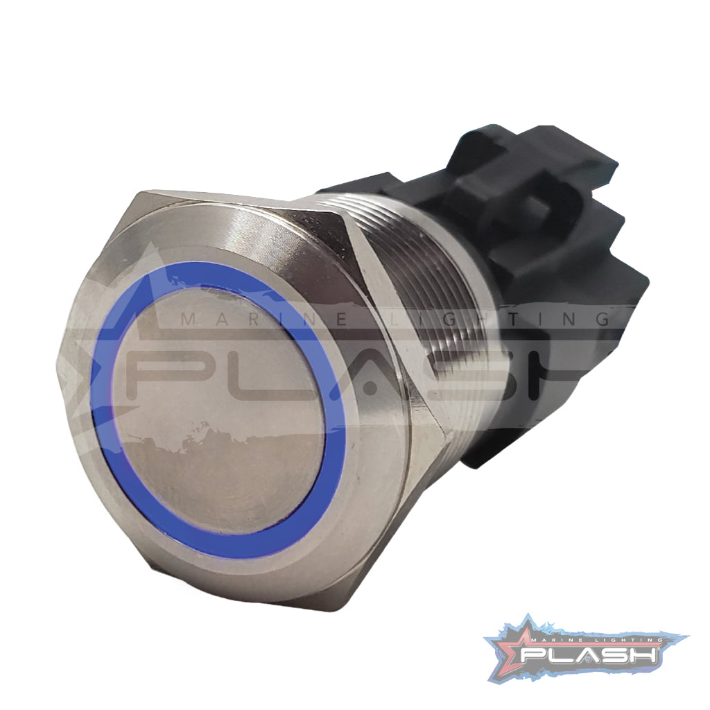 Plash - Push Button - Illuminated Switch, IP67, Stainless Steel