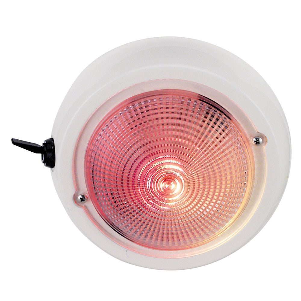 Perko 1263 Exterior Surface Mount Dome Light, 12V, Red and White Bulbs, Three-Position Toggle Switch