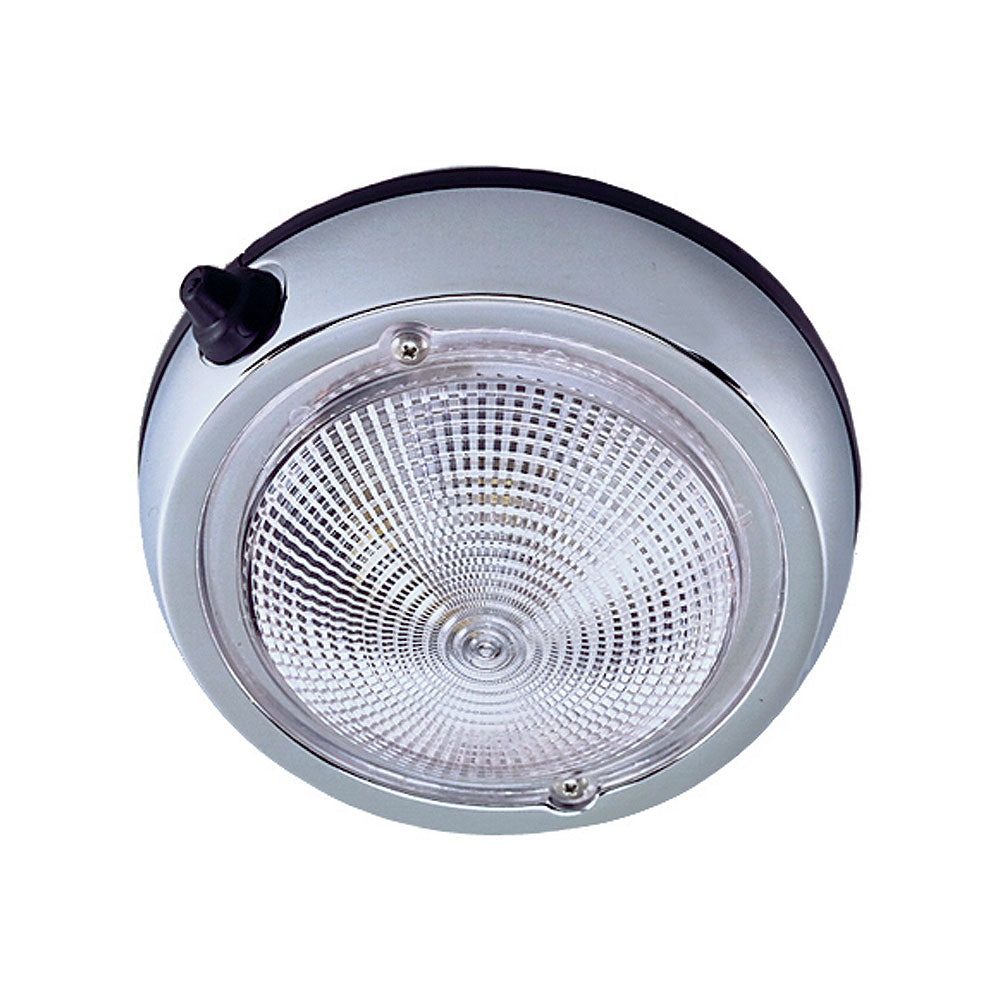 Perko 0300 Surface Mount Dome Light, 12V, Chrome Plated, Clear Polymer Lens