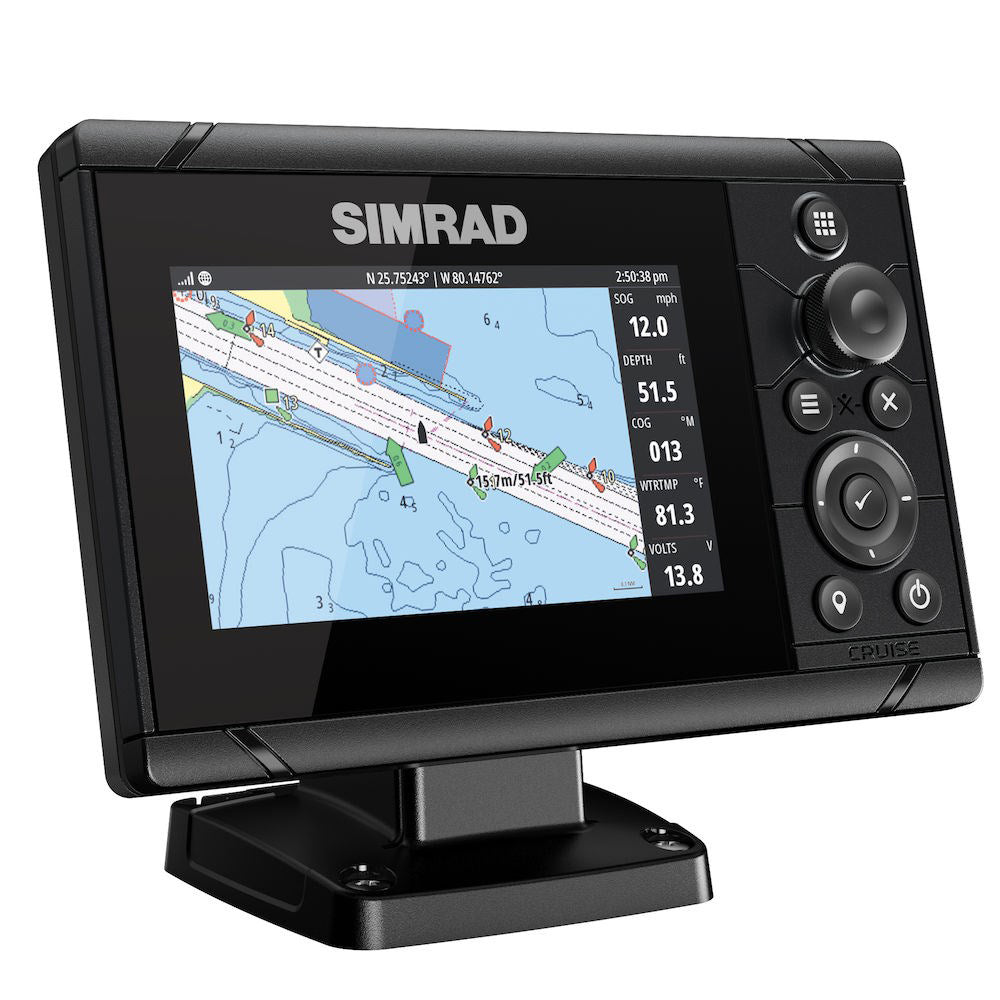 Simrad Cruise Chartplotter/Fishfinder Combo, C-MAP US Coastal Charts, 83/200 kHz Transom Mount Transducer