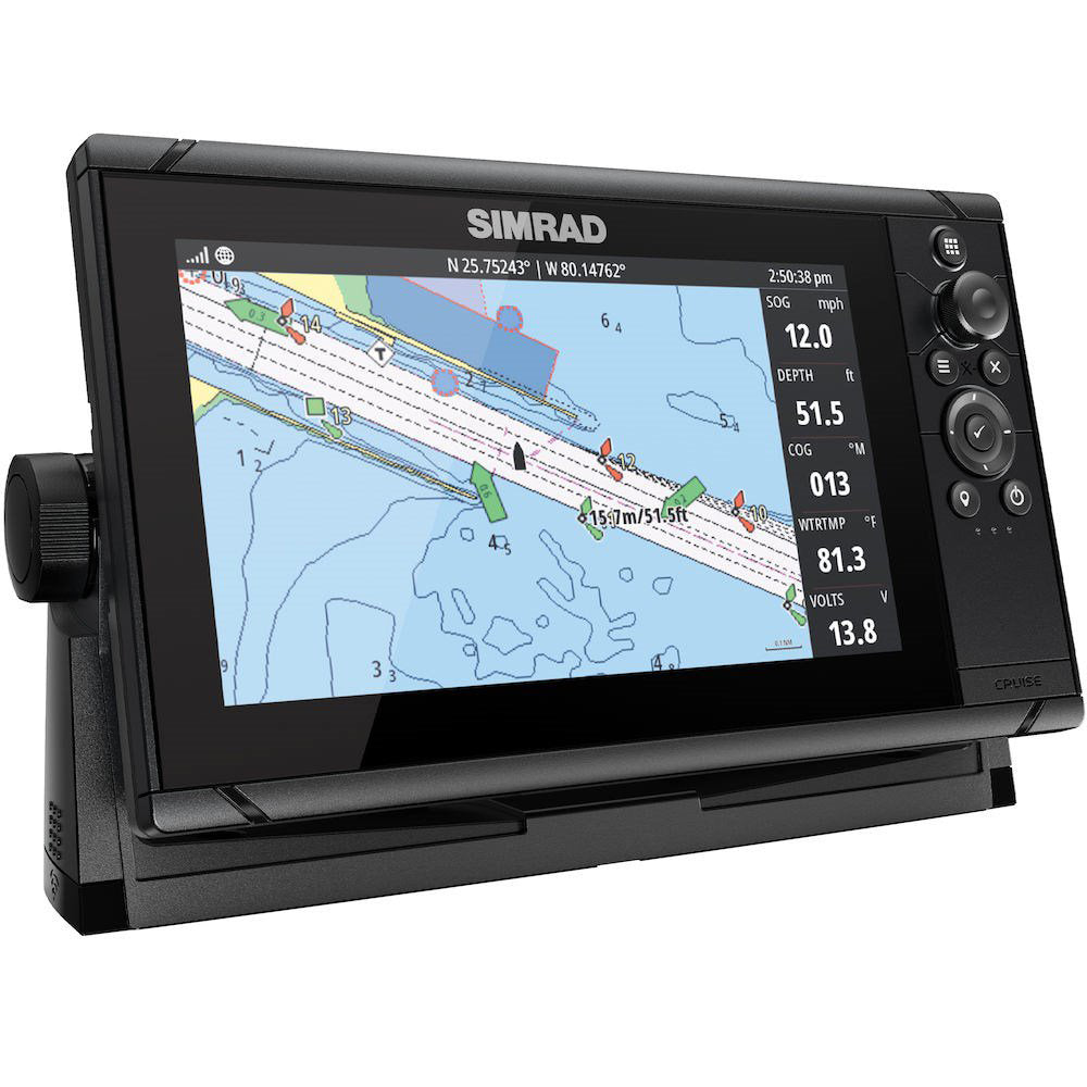 Simrad Cruise Chartplotter/Fishfinder Combo, C-MAP US Coastal Charts, 83/200 kHz Transom Mount Transducer