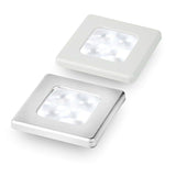 Hella Marine Slim Line Square LED Courtesy Lamp, White Light, Chrome-Plated Rim, IP67, <0.5W, 120mm Pre-Wired Cable, Surface Mount Ring with Stainless Screws