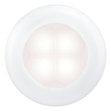 Hella Marine Slim Line Round LED Courtesy Light, 12V, IP67, Flush or Surface Mount, 3 in Round, 2 in Cutout, White Light, White Bezel